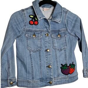Hanna Andersson Girls Size 8 Fruit Theme Jean‎ Jacket Applique and Embroidered